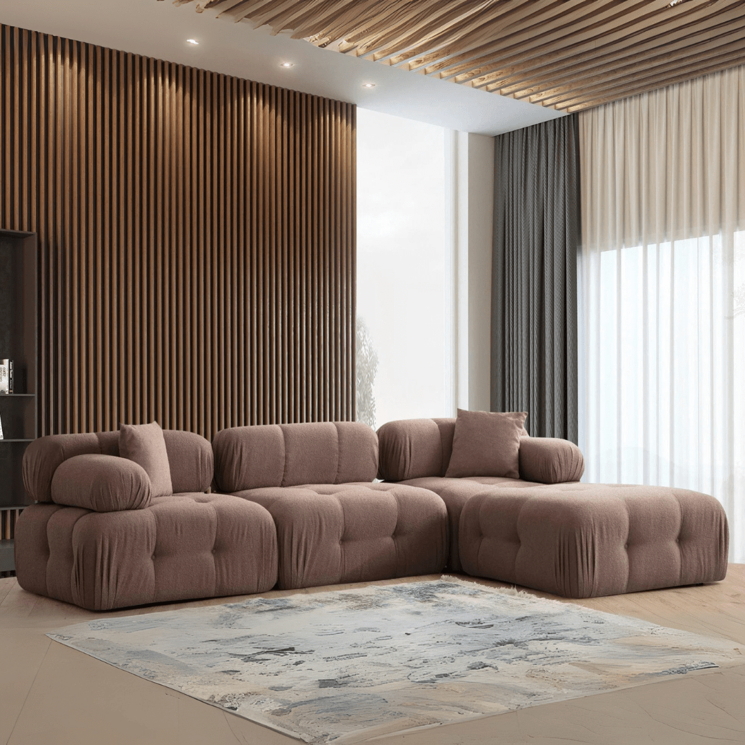 Modulare Bank 3sitzer mit Hocker Doeblo Cappuccino