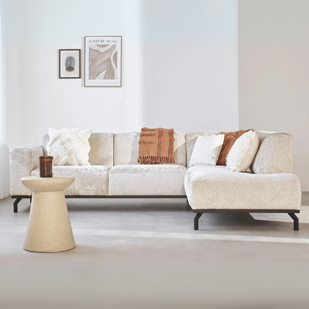 Ecksofa mit hohen Beinen beige Samt Chloe - rechts