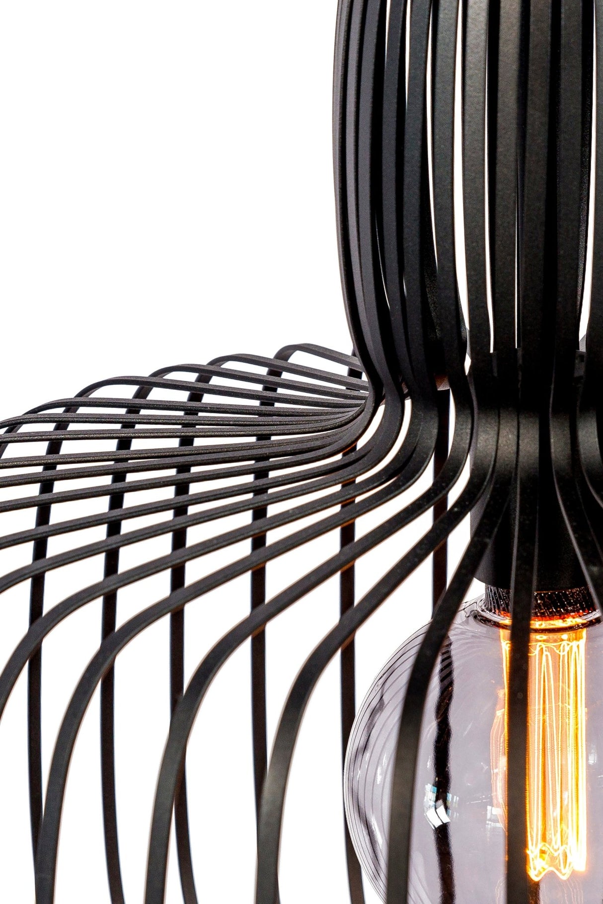 Industrielle Hängeleuchte Ursul Schwarz Metall 1-flammig Ø85 cm