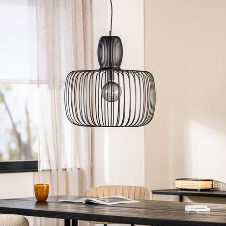 Industrielle Hängeleuchte Ursul Schwarz Metall 1-flammig Ø85 cm