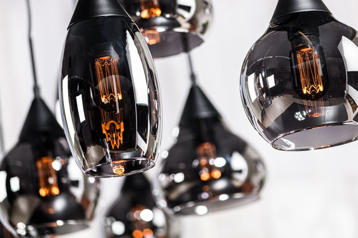 Glaspendelleuchte Kesi 8-flammig Rauchglas