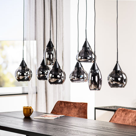 Glaspendelleuchte Kesi 8-flammig Rauchglas