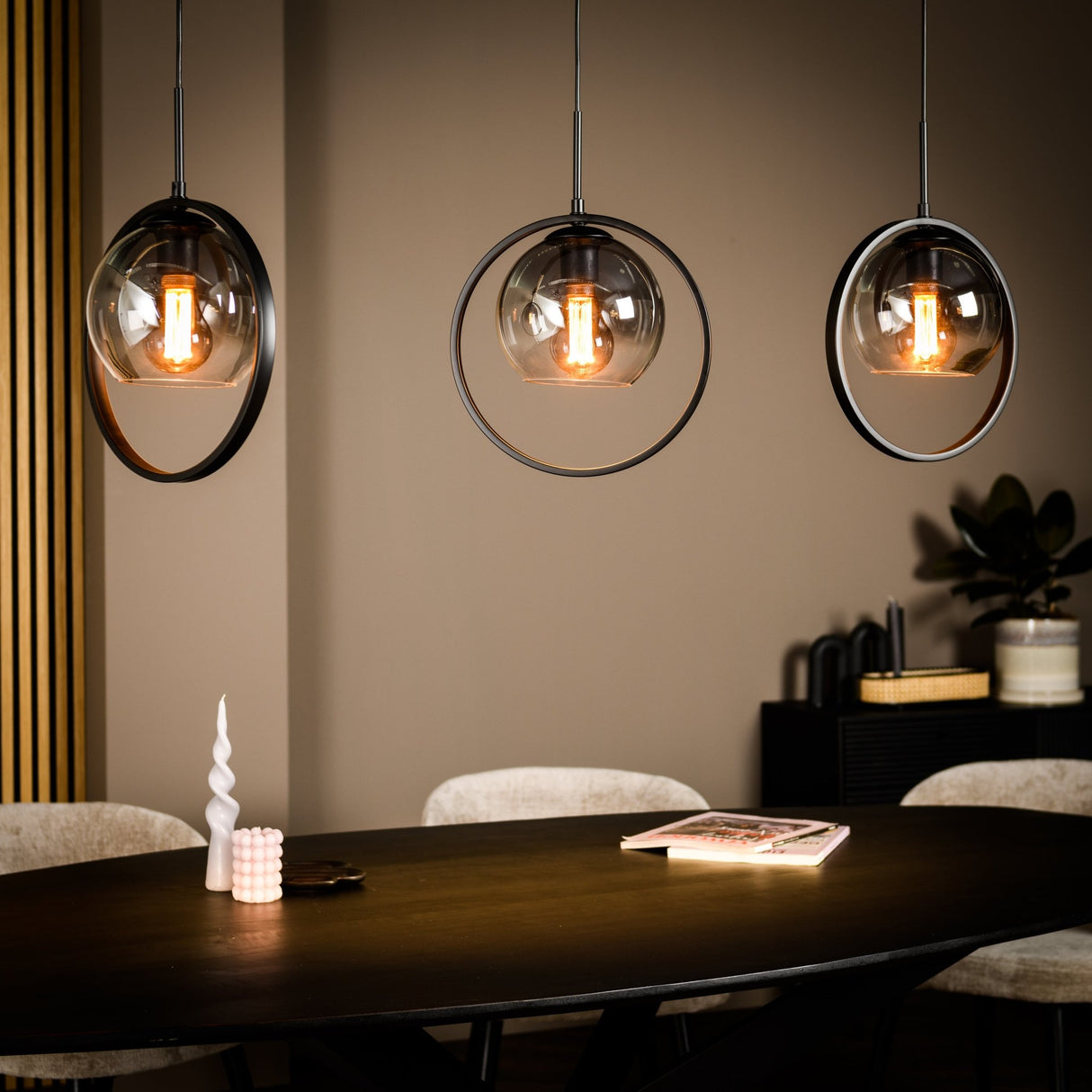 Hängelampe Elif 3-flammig - Metall Rauchglas