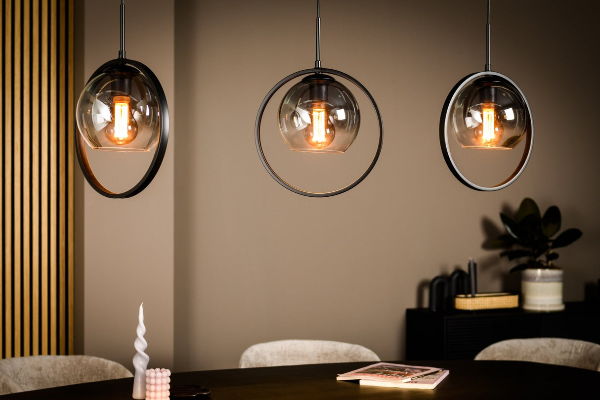 Hängelampe Elif 3-flammig - Metall Rauchglas