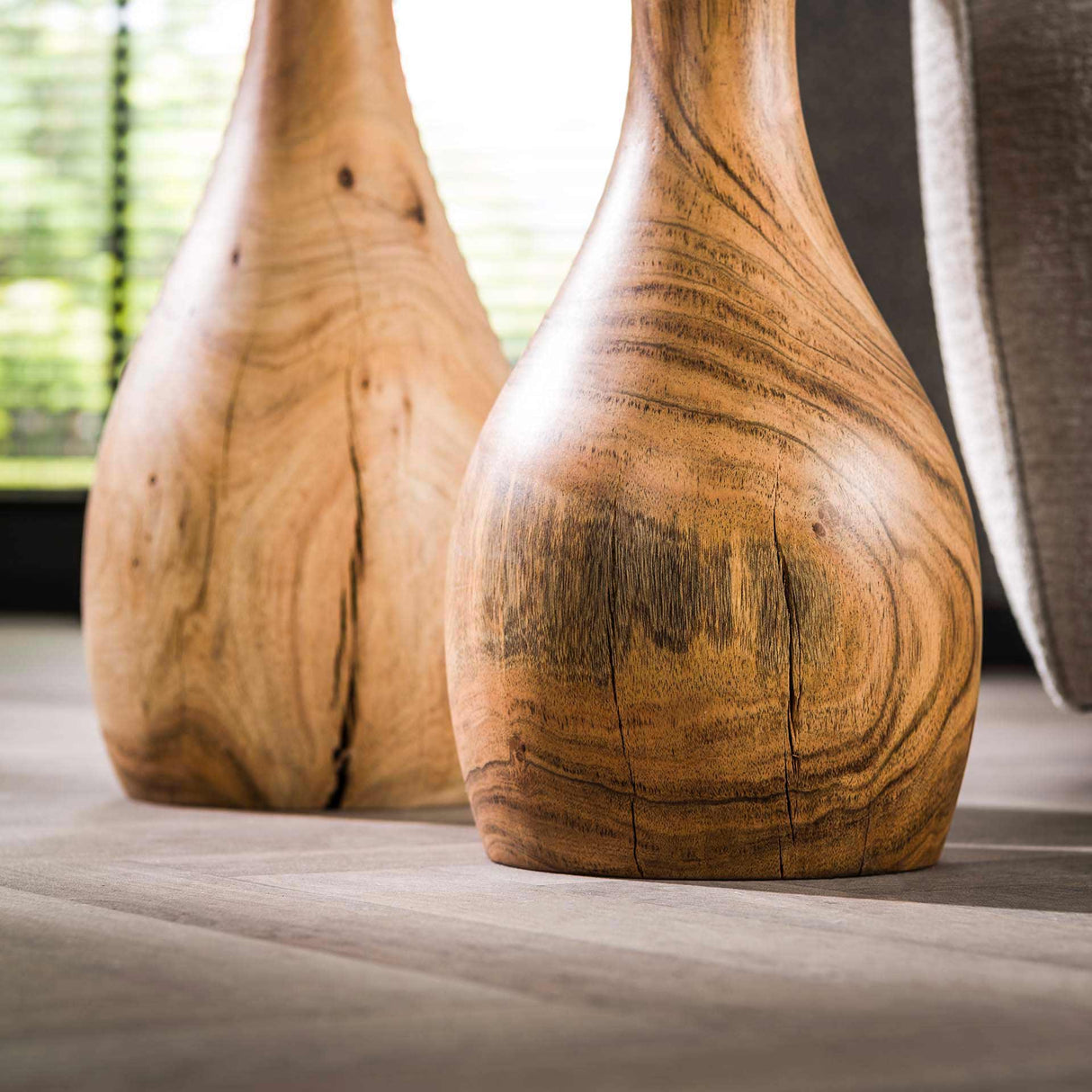 Akazie Tropfen Beistelltisch Set von 2 30x30x45 cm