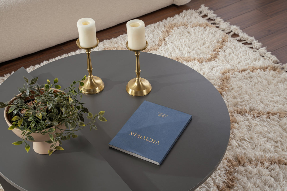 Runde Couchtisch Anthrazit Melamin 85 cm Orin