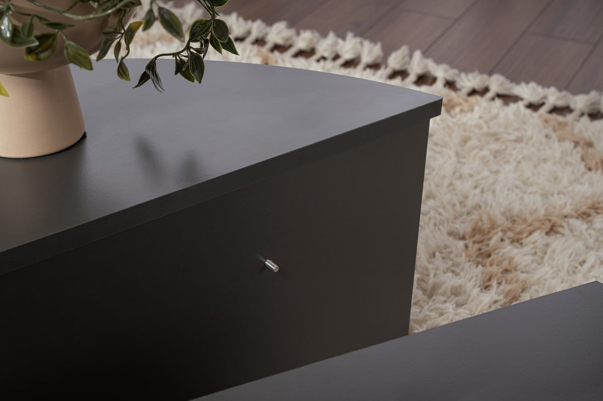 Runde Couchtisch Anthrazit Melamin 85 cm Orin