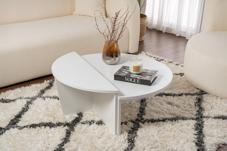Runder Couchtisch Weiß 85 cm Melamin Orin