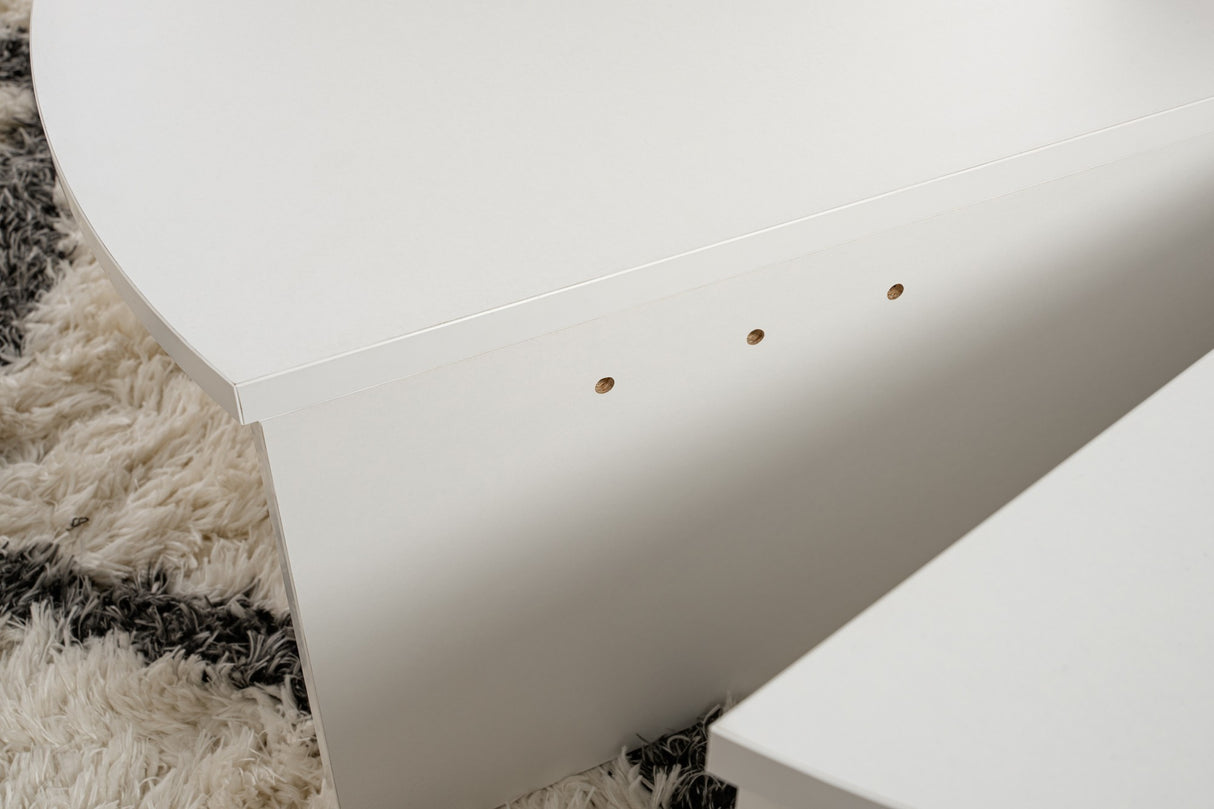 Runder Couchtisch Weiß 85 cm Melamin Orin