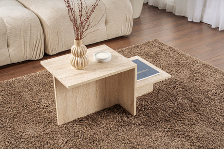 Couchtisch Beige Marmorlook Melamin Eterna