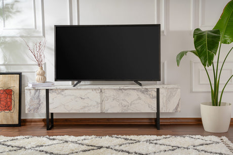 TV Möbel Marmor Melamin Schwarz Rahmen Blitz 50x180x29,5 cm