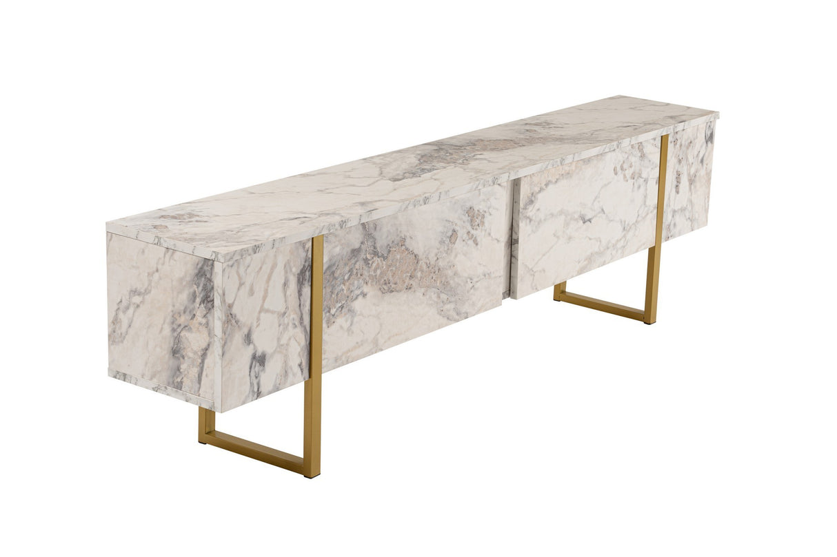TV Meubels - TV Meubel Marmer Melamine Gouden Frame Blitz 50x180x29,5 cm - Dimehouse