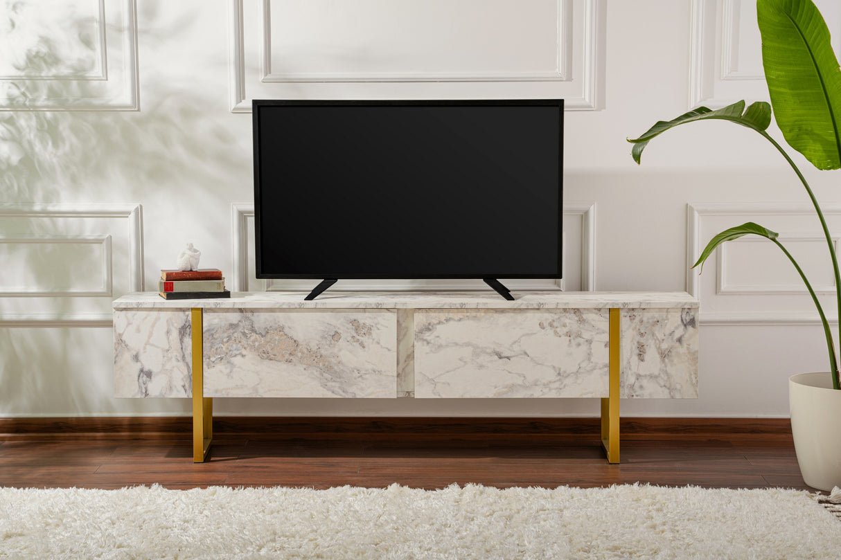 TV Möbel Marmor Melamin Goldrahmen Blitz 50x180x29,5 cm