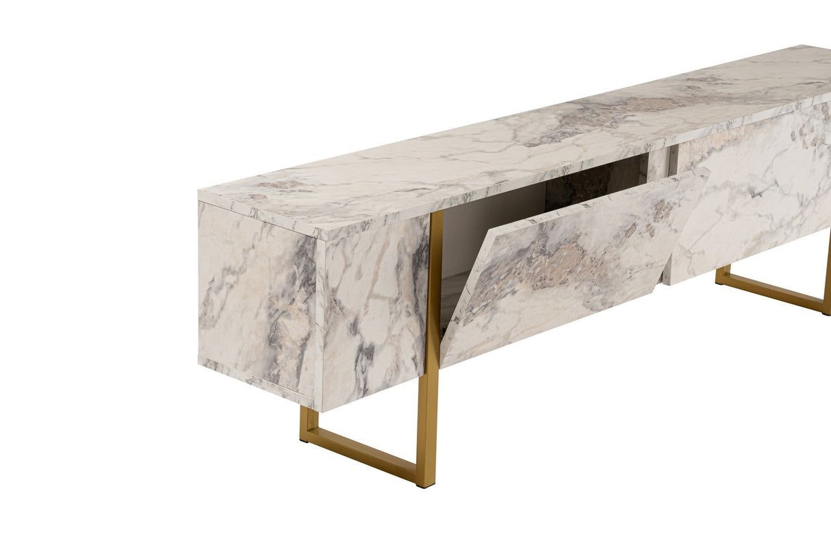 TV Meubels - TV Meubel Marmer Melamine Gouden Frame Blitz 50x180x29,5 cm - Dimehouse