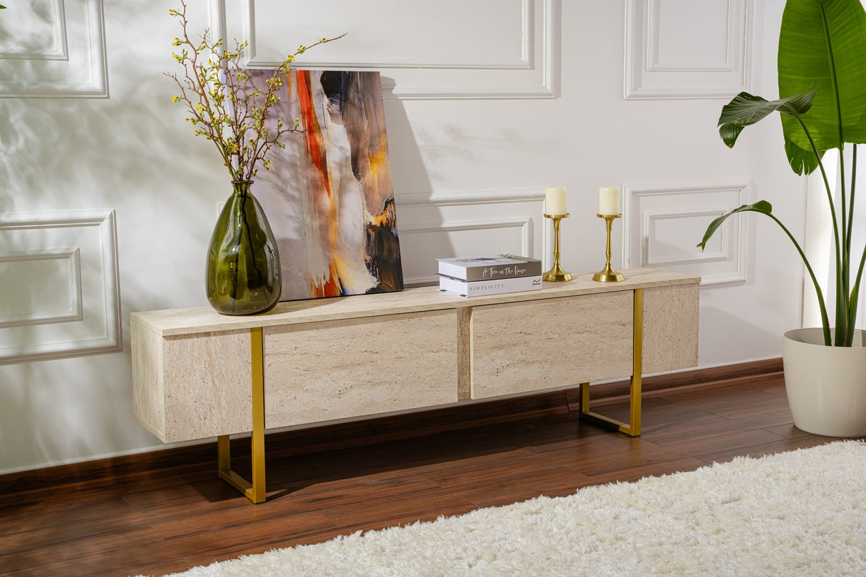 TV Möbel Beige Melamin Fouden Rahmen Blitz 50x180x29,5 cm