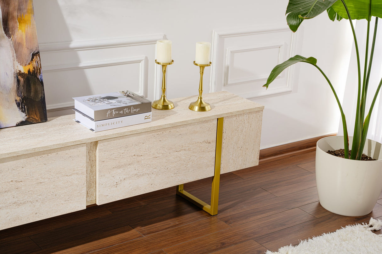 TV Möbel Beige Melamin Fouden Rahmen Blitz 50x180x29,5 cm