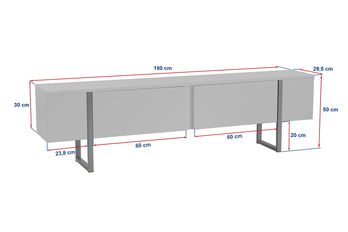 TV Meubels - TV Meubel Zwart Melamine zwart frame 180x50x29,5 cm - Blitz - Dimehouse