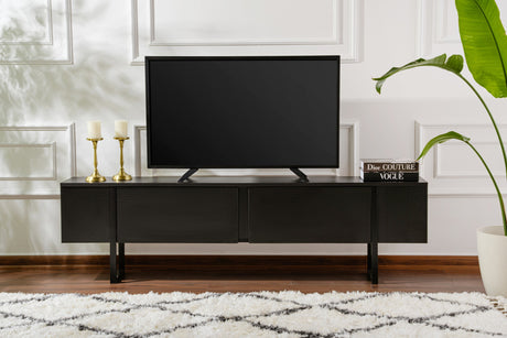 TV Möbel Schwarz Melamin Blitz 50x180x29,5 cm