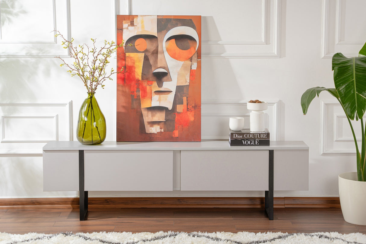 TV Möbel Grau Melamin Goldrahmen Blitz 50x180x29,5 cm