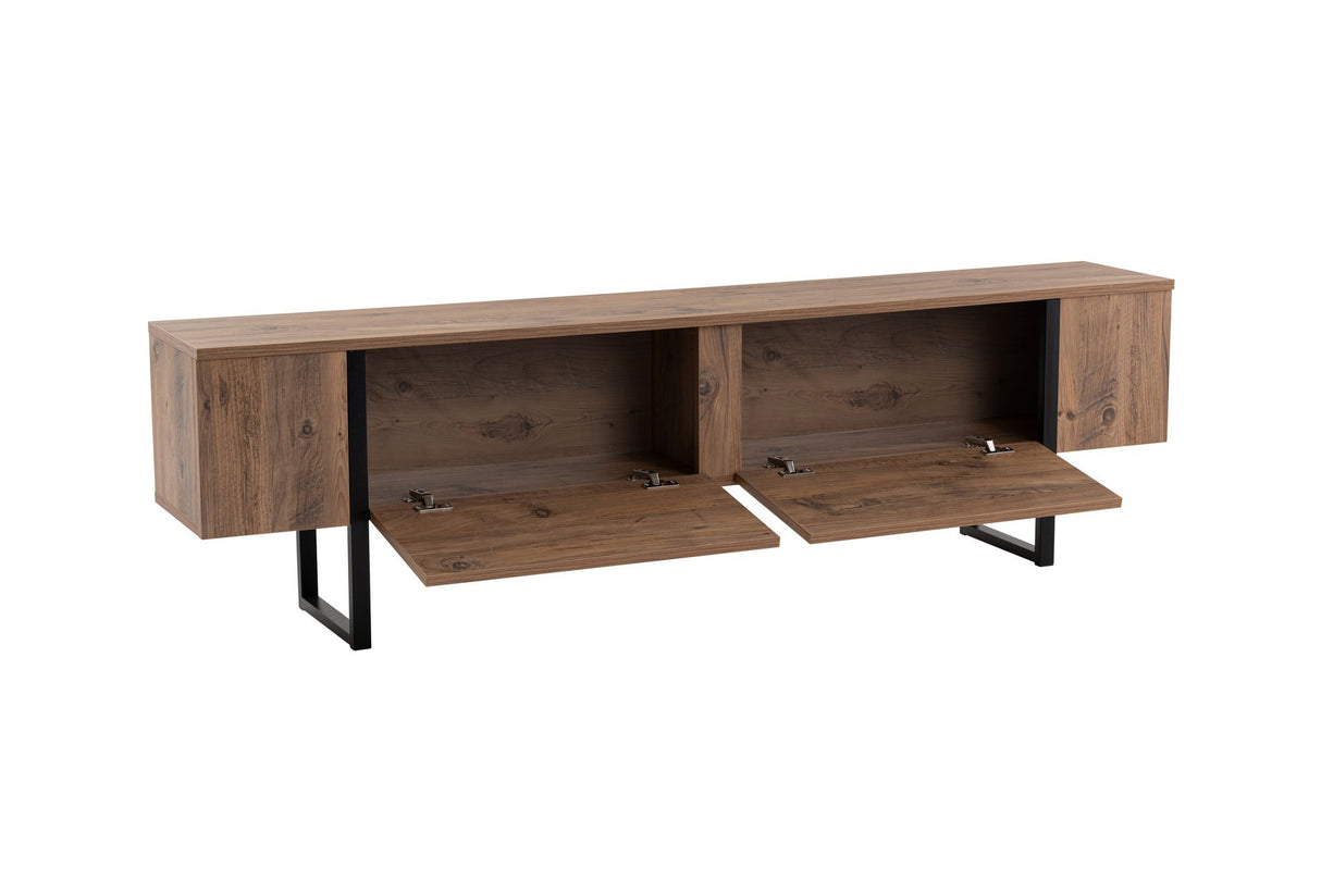 TV Möbel Natur Melamin Schwarz Rahmen Blitz 50x180x29,5 cm