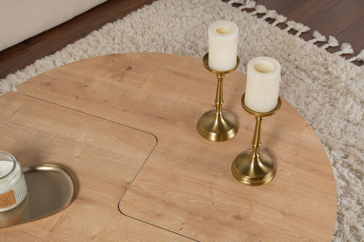 Runder Couchtisch Moari Eichenholz Melamin 90 cm