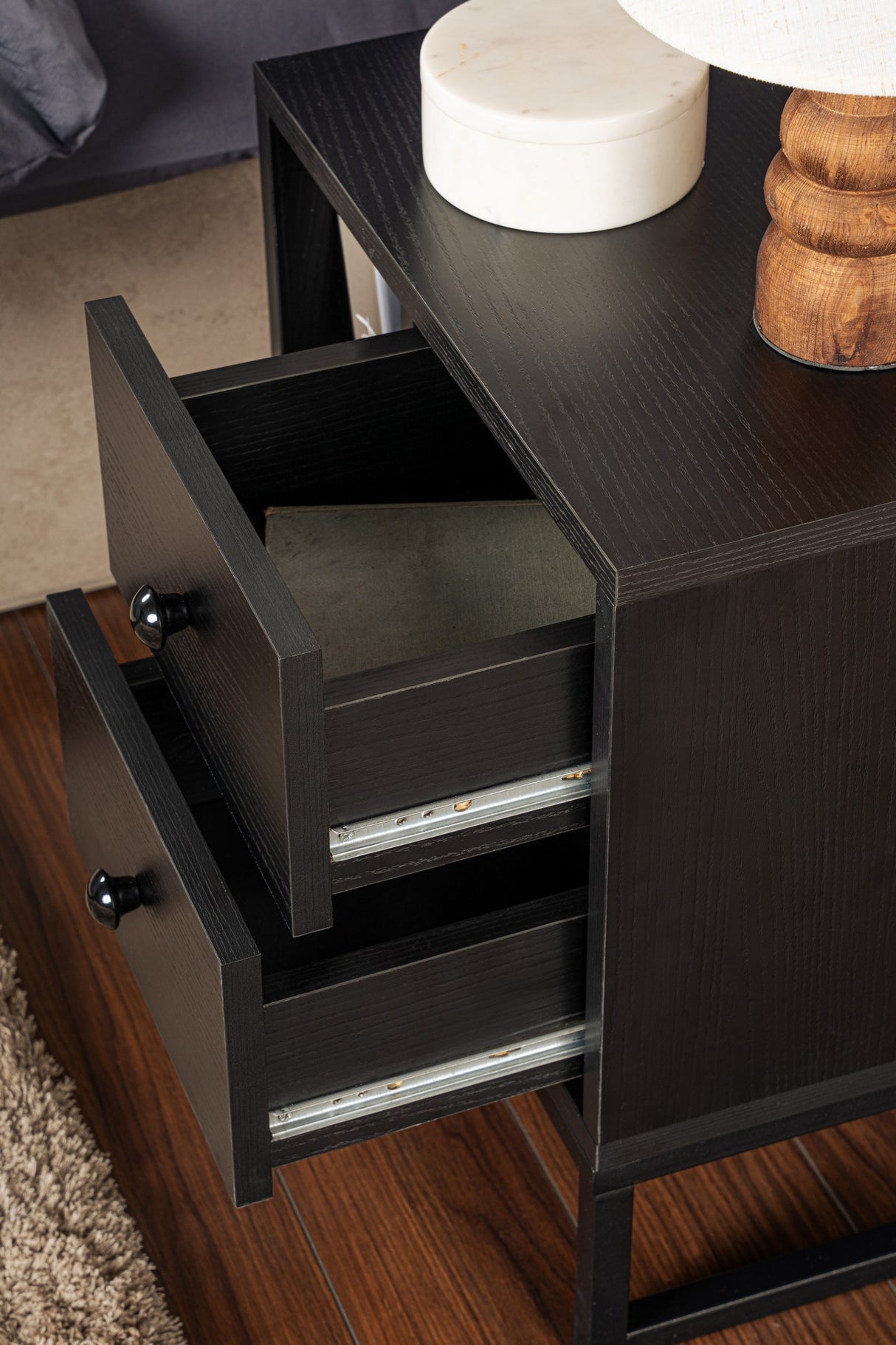 Nachttisch Schwarz Melamin Pulsar