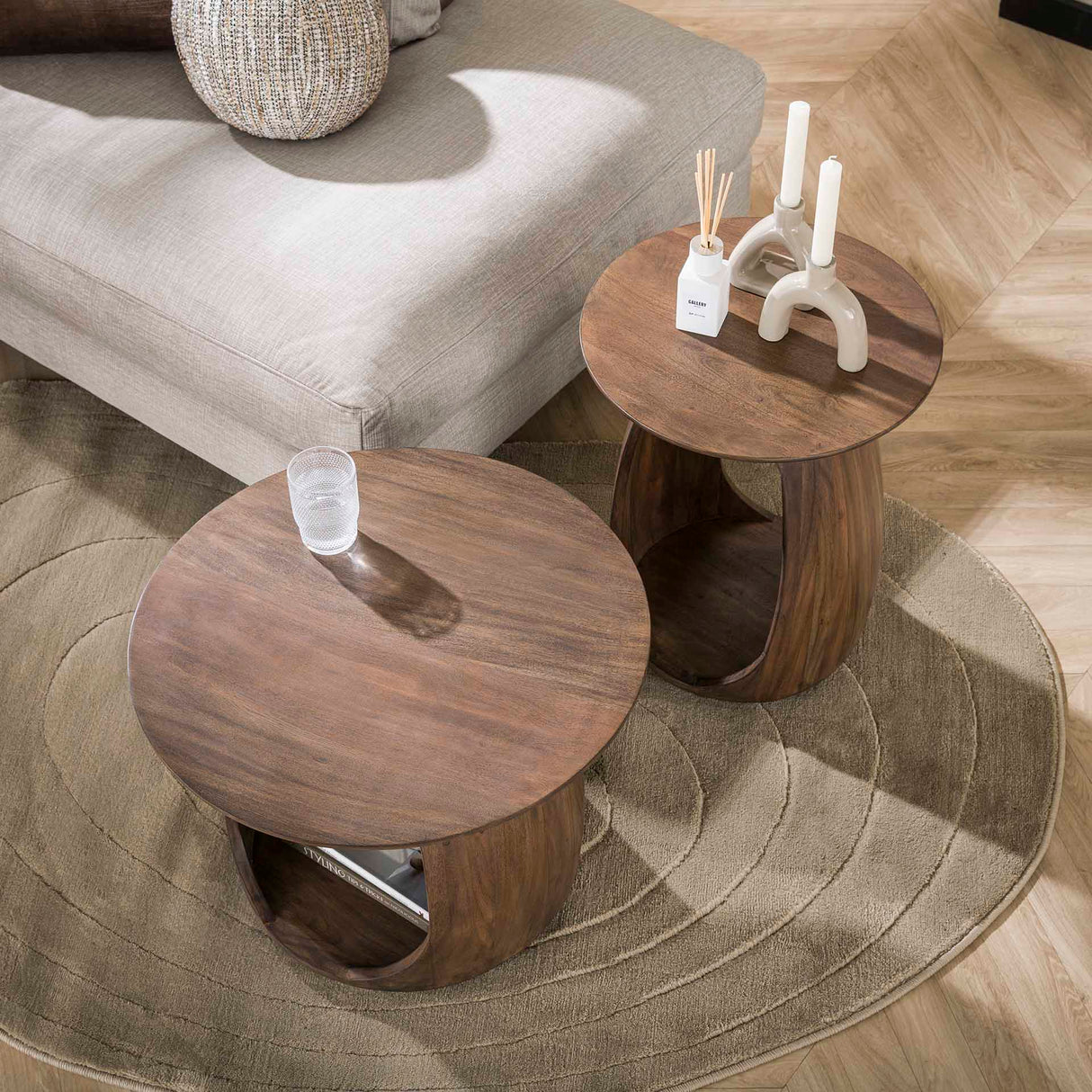 Beistelltisch Nore Massiv Akazie Braun 60x60x46 cm