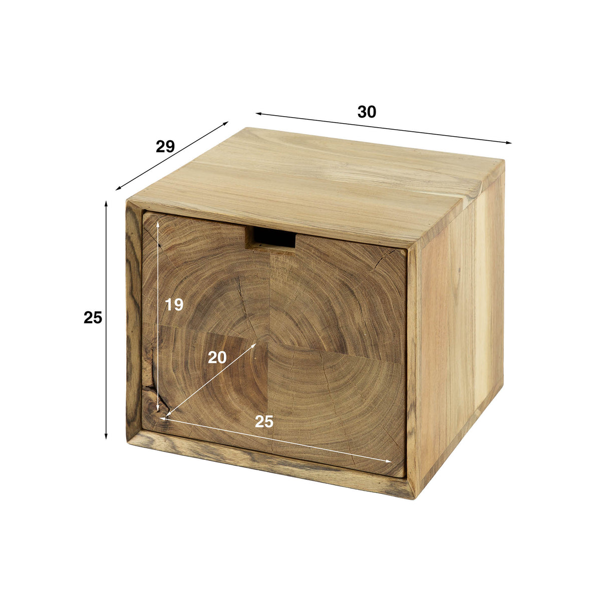 Schwebender Nachttisch Akazienholz Nova mit 1 Schublade - 30x25x29 cm