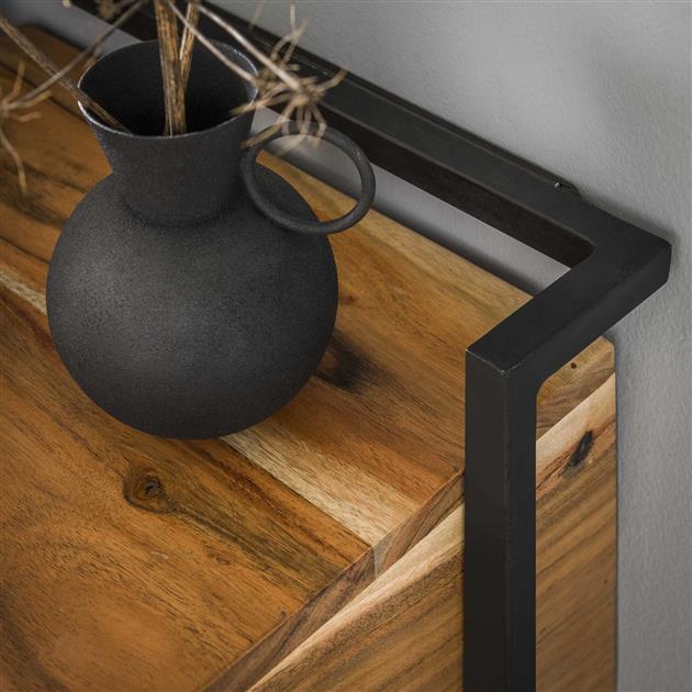 Schwimmender Nachttisch Industrie Naomi Akazienholz Open Fach