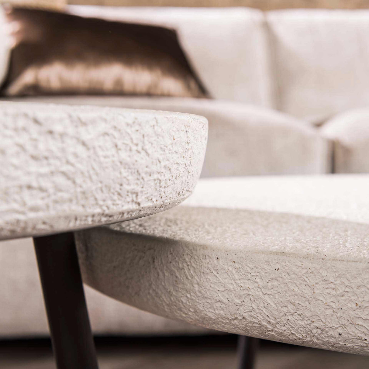 Couchtisch 2er Set Sylas Stone Weiß Marmorverbund