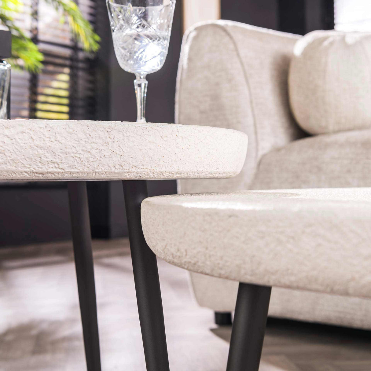 Couchtisch 2er Set Sylas Stone Weiß Marmorverbund