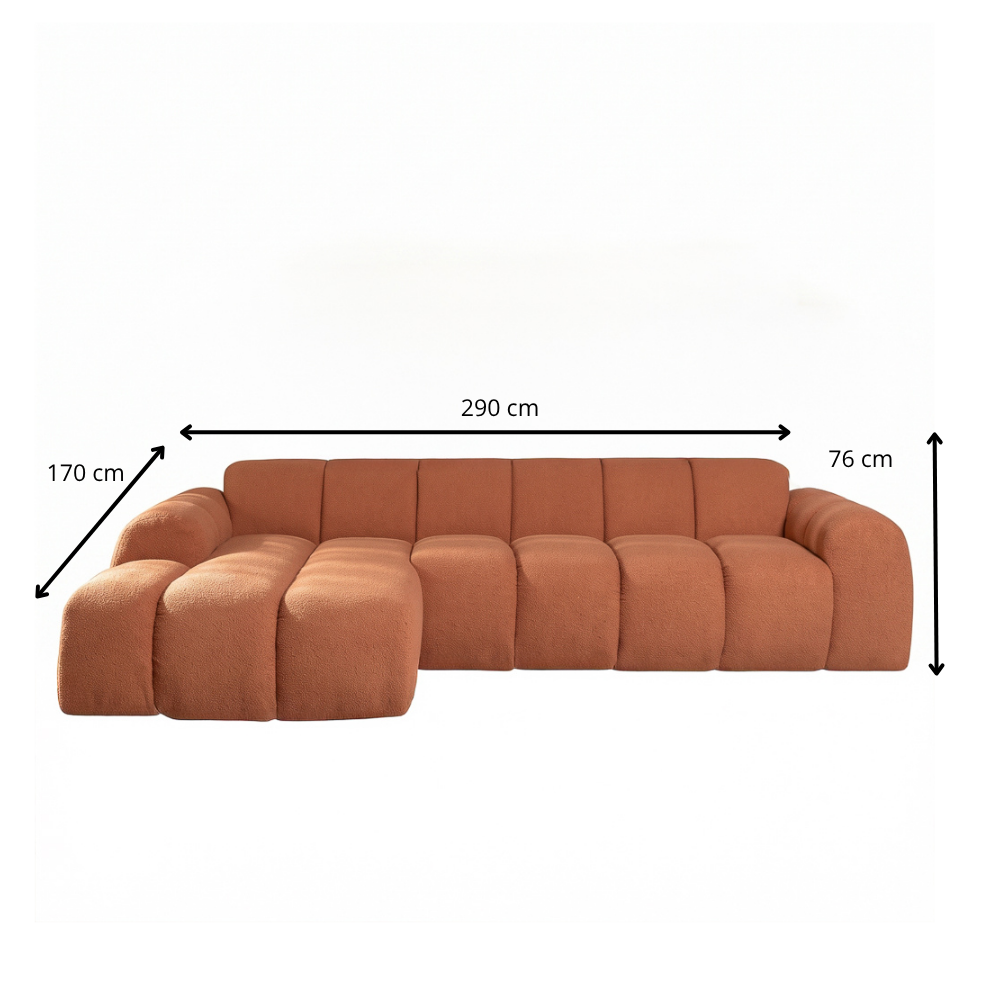 Ecksofa mit Lounge-Kupfer-Bouclé-Stoff – Streifen – links – Brix
