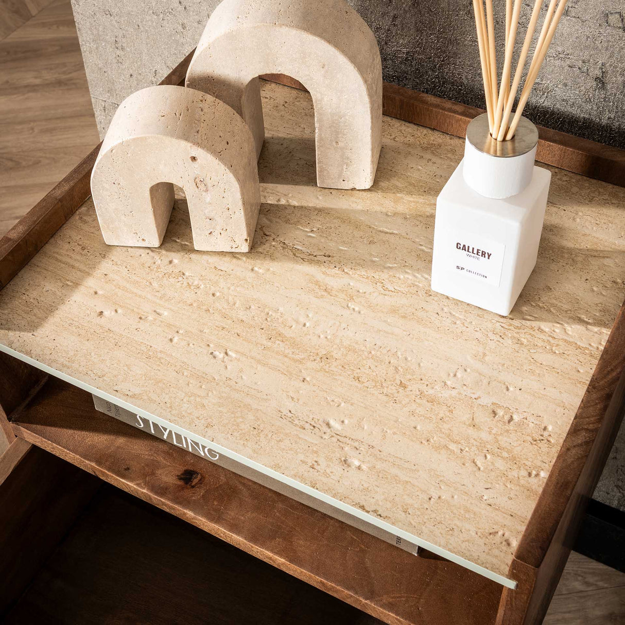 Orto Hängender Nachttisch 1 Schublade 1 Fach Mangoholz Keramik