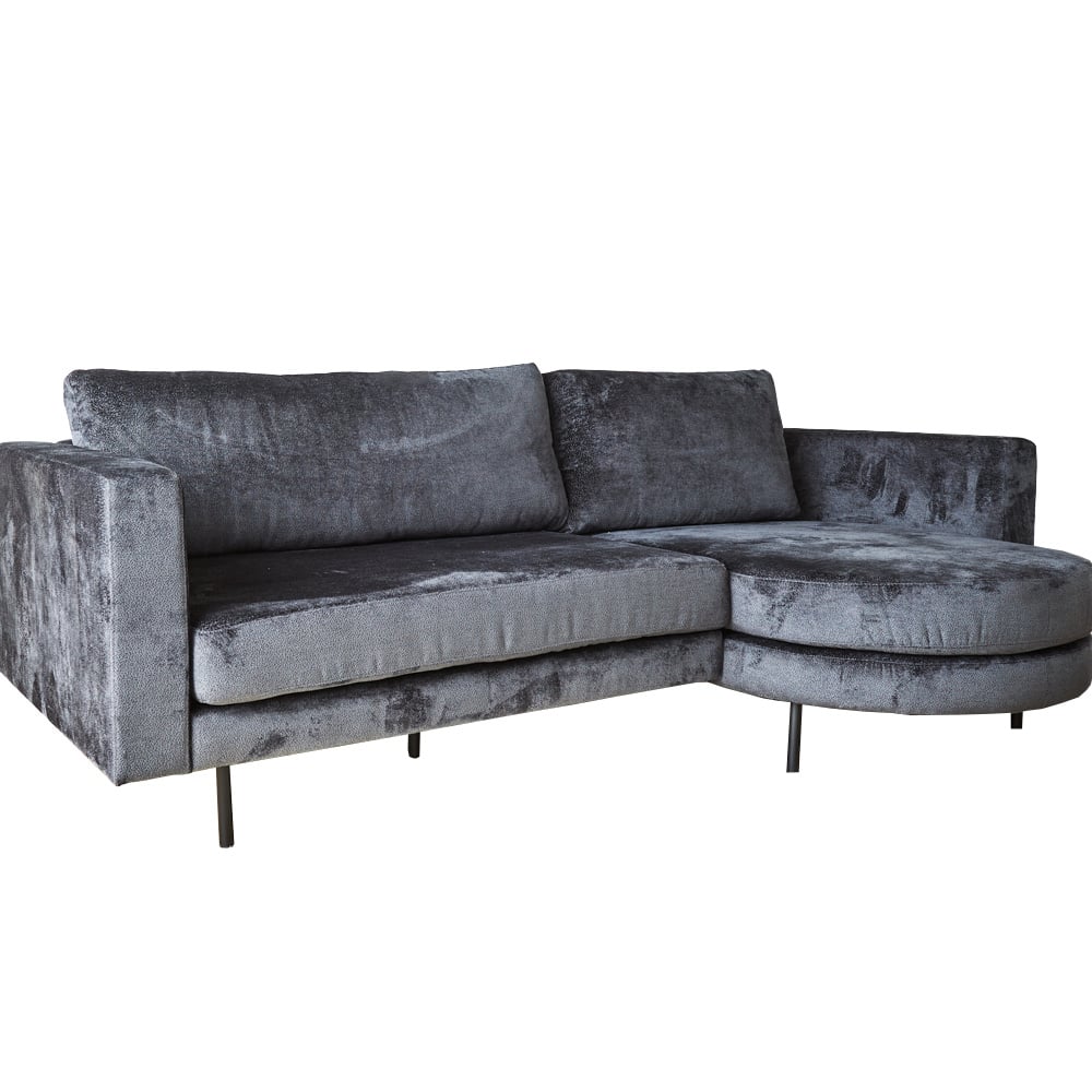 Sofa Bella Dimehouse Anthrazit LxBxH 138x98x55 Stoff Weiß Foto diagonale Vorderansicht