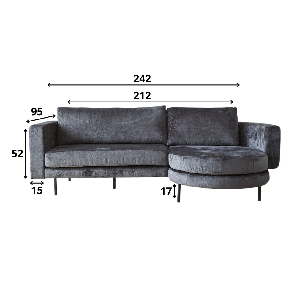 Sofa Bella Dimehouse Anthrazit LxBxH 138x98x55 Stoff Weiß Fotogrößenangabe