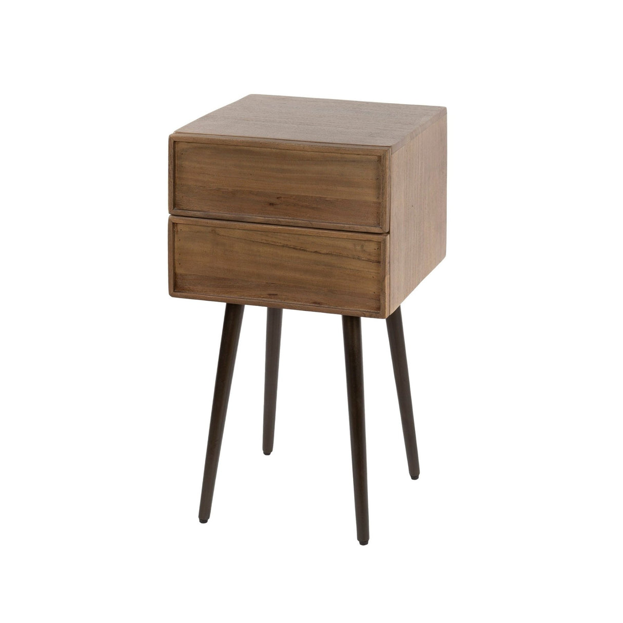 Nachttisch Lio – Acacia Drift Brown – 2 Schubladen