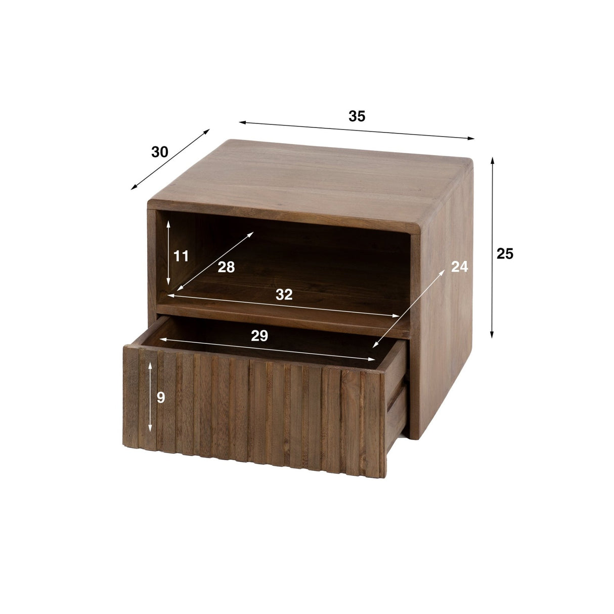 Schwebender Nachttisch Acacia Drift Brown – 1 Schublade