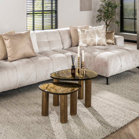 Couchtisch Nova S - Antik Gold 51x37 cm