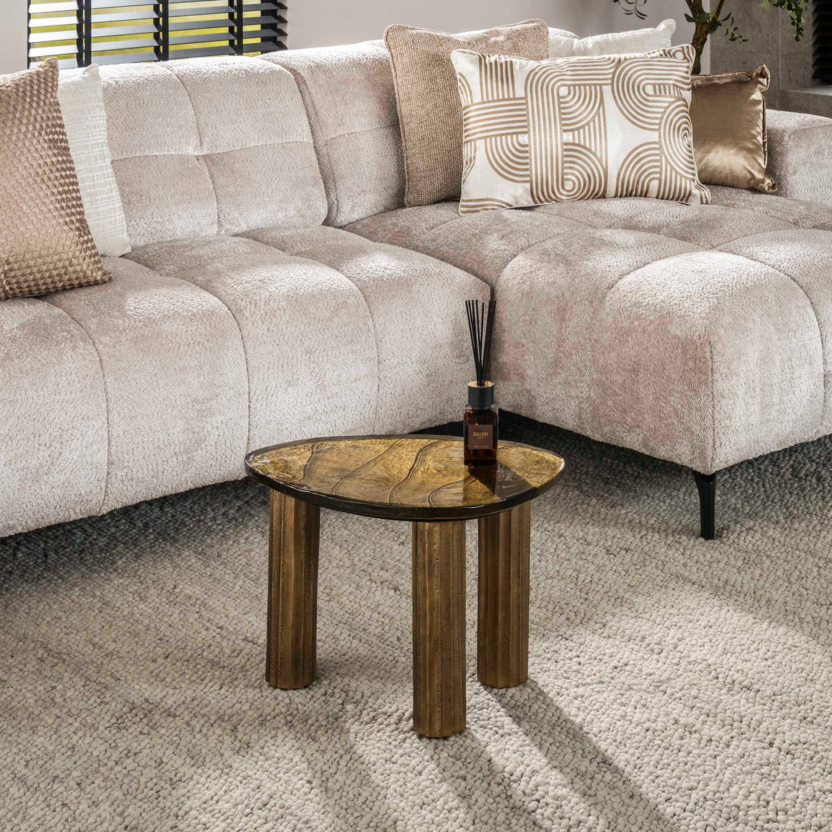 Couchtisch Nova S - Antik Gold 51x37 cm