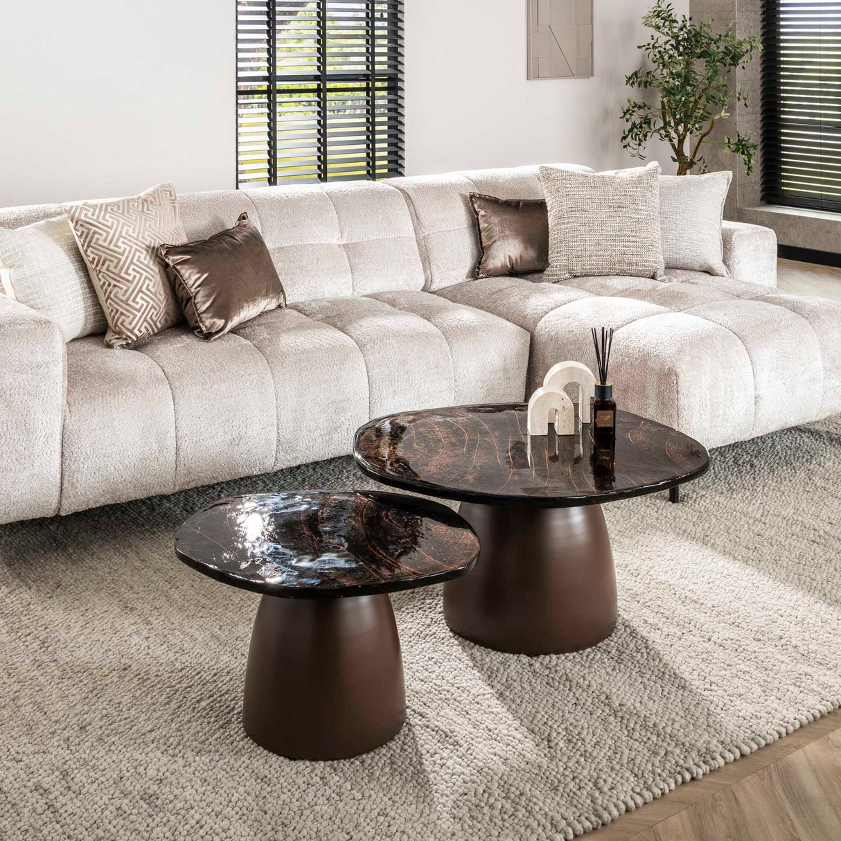Couchtisch-Set Aurora antikes Kupfer - Set von 2