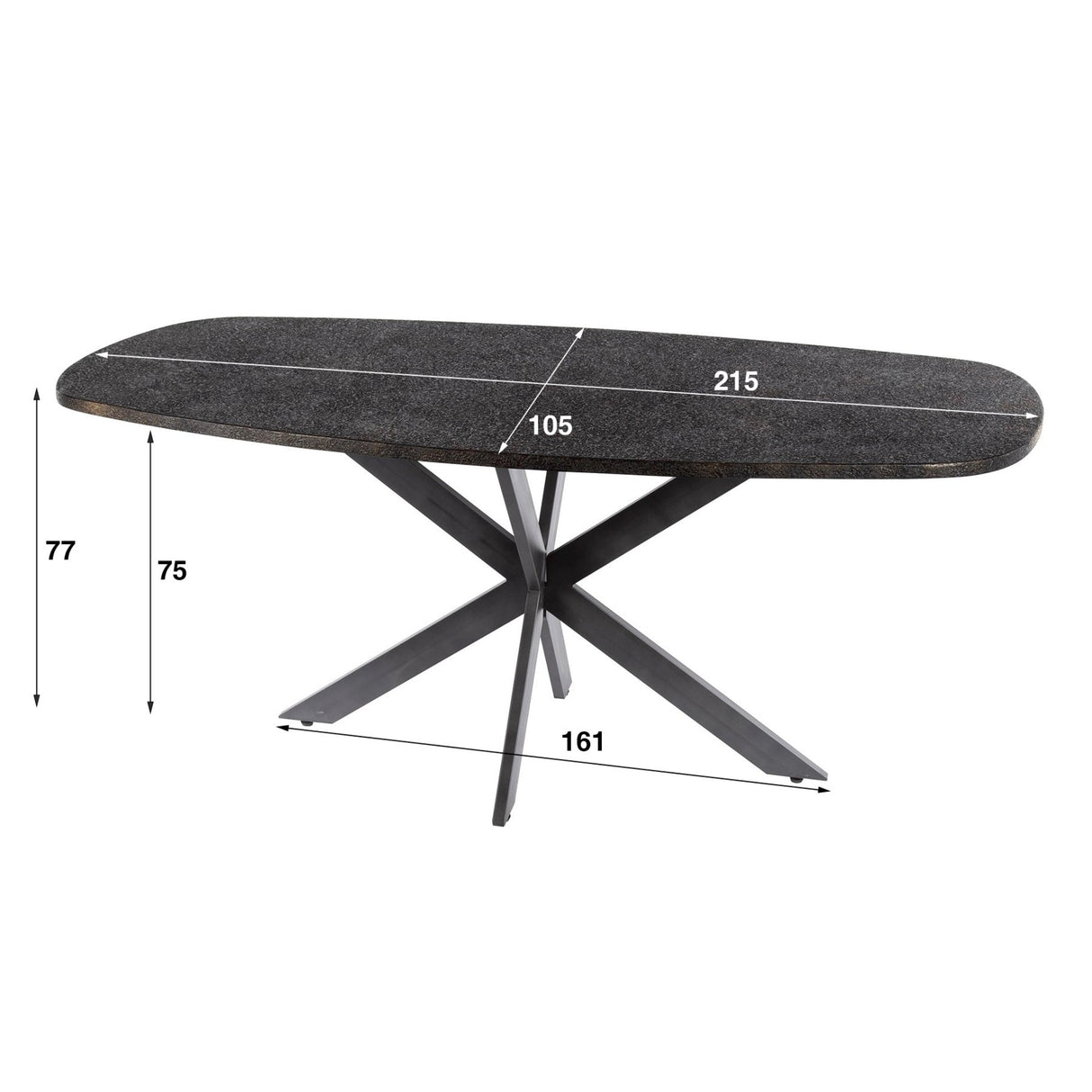 Esstisch Jax Dänisch Oval 215 cm - Grau Metallic