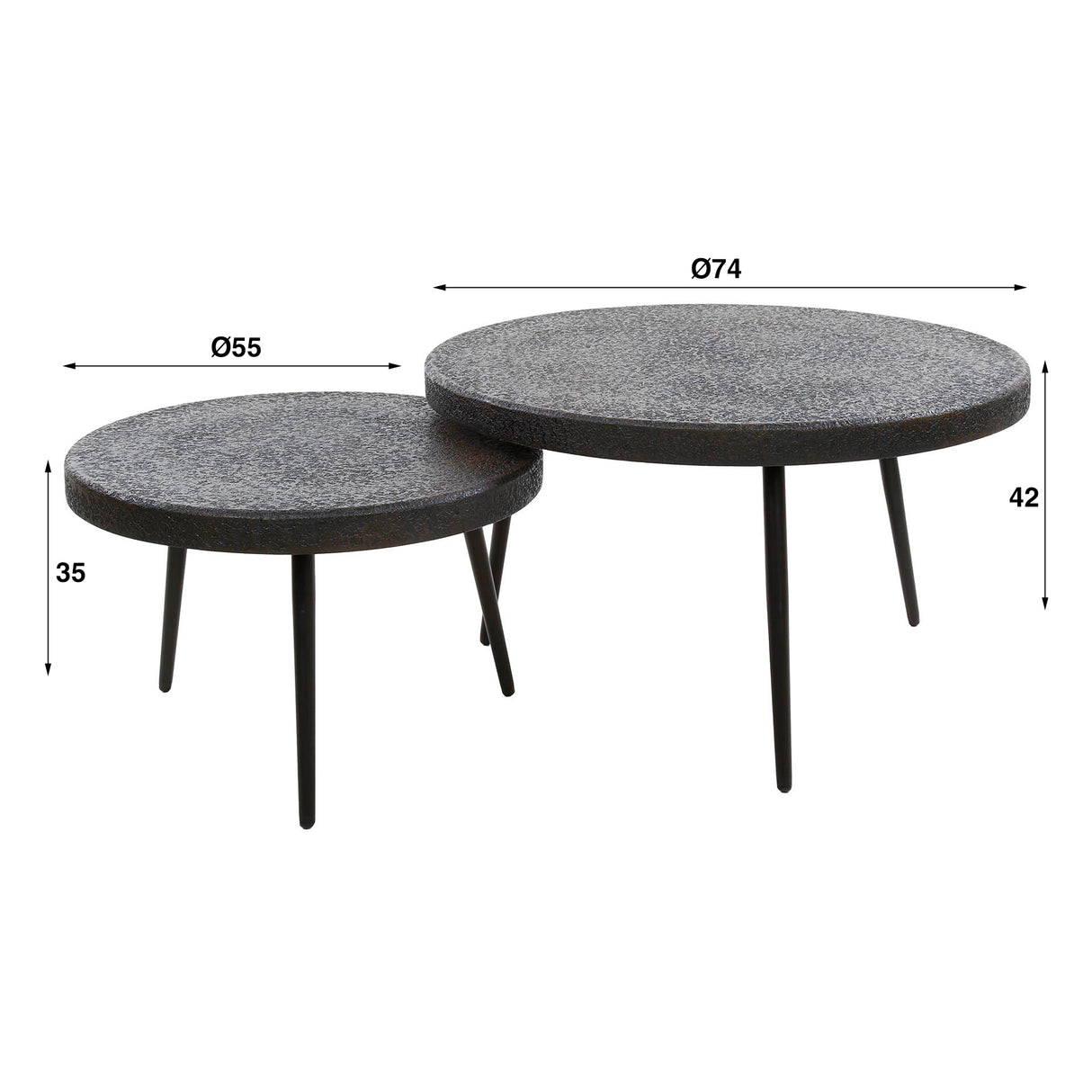 Venta Couchtisch-Set Ferro metallic 74 cm (Set von 2)