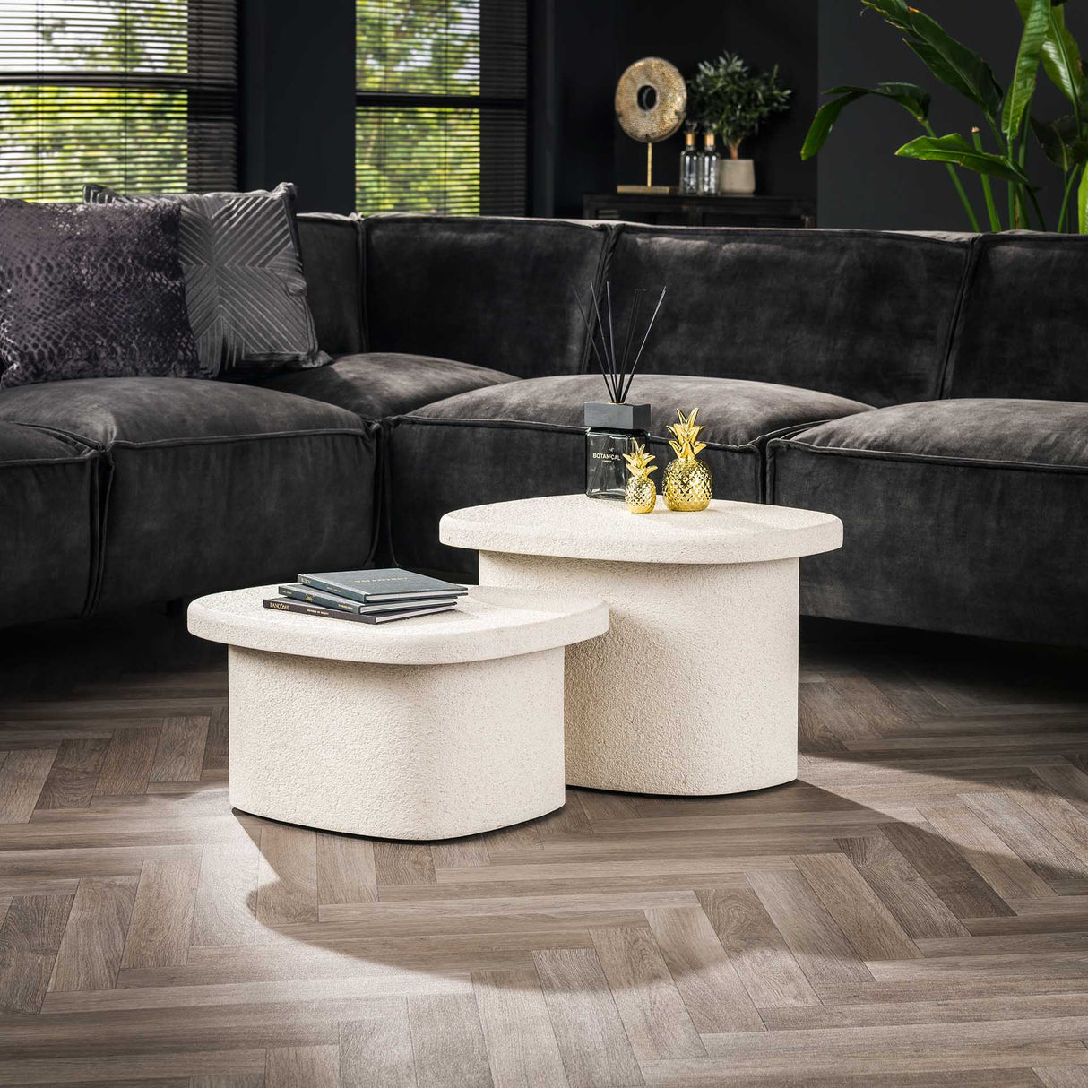 Organischer Marmorverbund Couchtisch Set von 2 Zaya