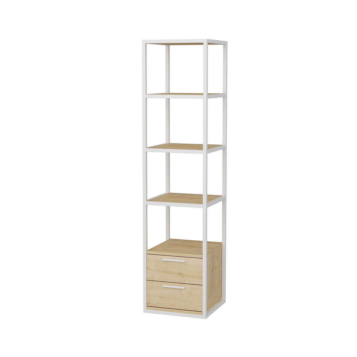 Bücherregal Robbins Weiß Weißeiche Melamin 39x160x39 cm