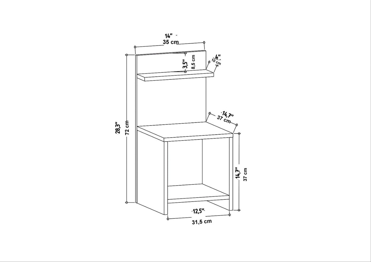 Ullman nachtkastje eikenlook 72 cm Gemelamineerd houtcomposiet