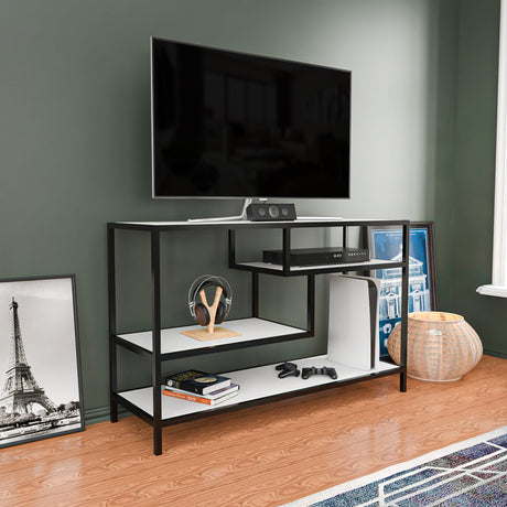 TV-Möbel Robbins schwarzes schwarzes weißes Melamin 120x75x39 cm