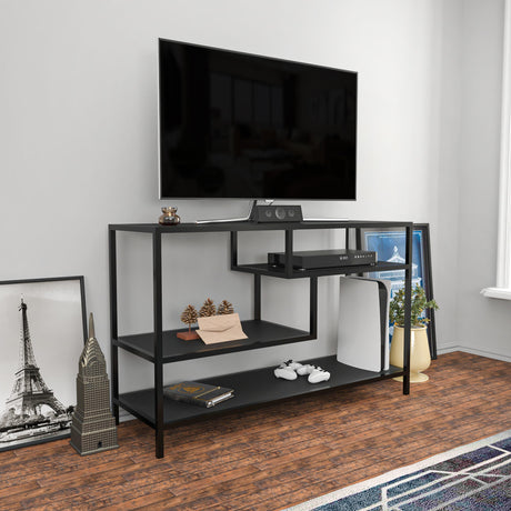 TV-Möbel Robbins schwarzer Anthrazit schwarzes Melamin 120x75x39 cm
