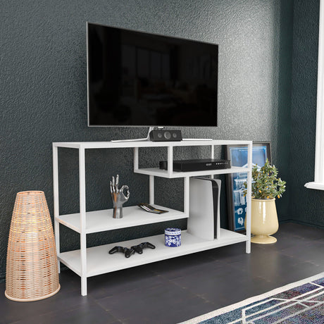 TV-Möbel Robbins weißes weißes Melamin 120x75x39 cm