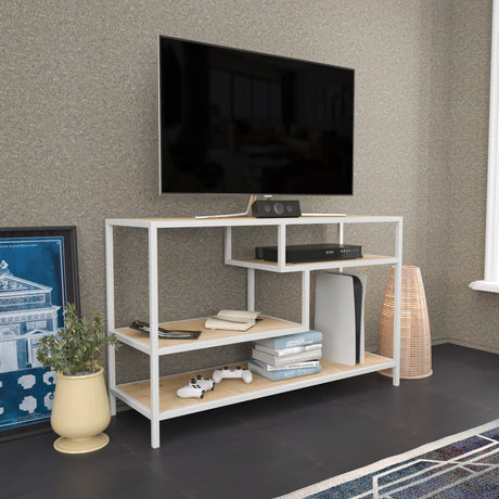 TV-Möbel Robbins weiße Weiße Eiche Melamin 120x75x39 cm