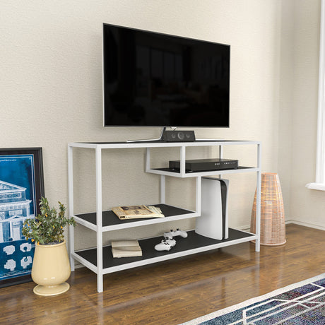 TV-Möbel Robbins Weißer Weiß -Anthrazit -Melamin 120x75x39 cm
